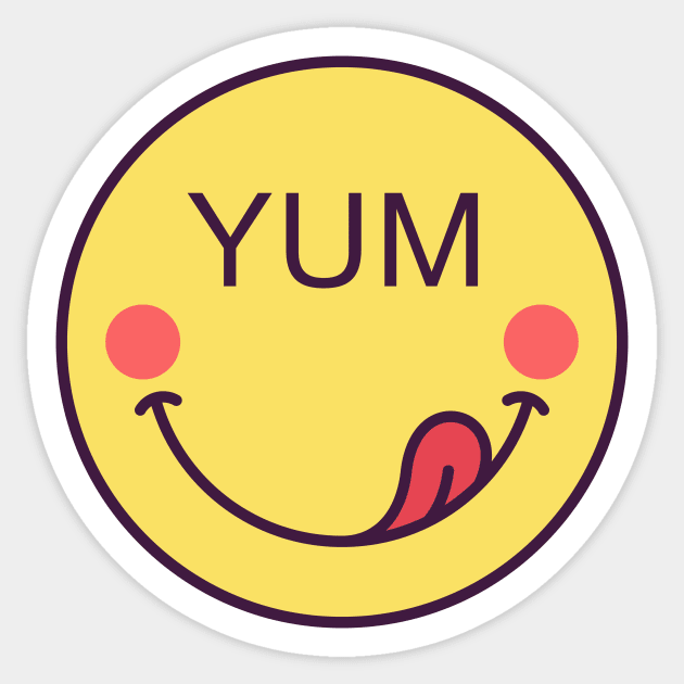 Emoji face with phrase Yum Sticker by DmitryMayer